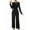 Black, variant on Women'S Lace Patchwork Round Neck Long Sleeve Formal Jumpsuit Solid Color Casual One-Piece Pants Wine Red S