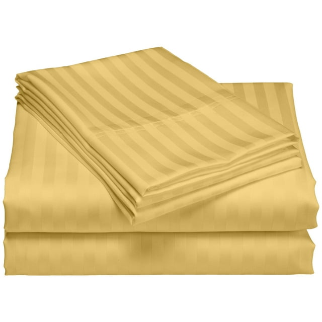 Hotel Collection 1200 Super Soft & Wrinkle Free Luxurious Stripe 6-Piece Sheet Set (Full, Gold)
