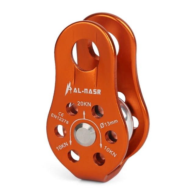 AL-NASR High-Strength Aviation Aluminum Climbing Pulley - Orange, 20KN Static Load, 10KN Rolling Load, 8-13mm Rope Diameter, Lightweight & Durable for Rescue & Outdoor Use
