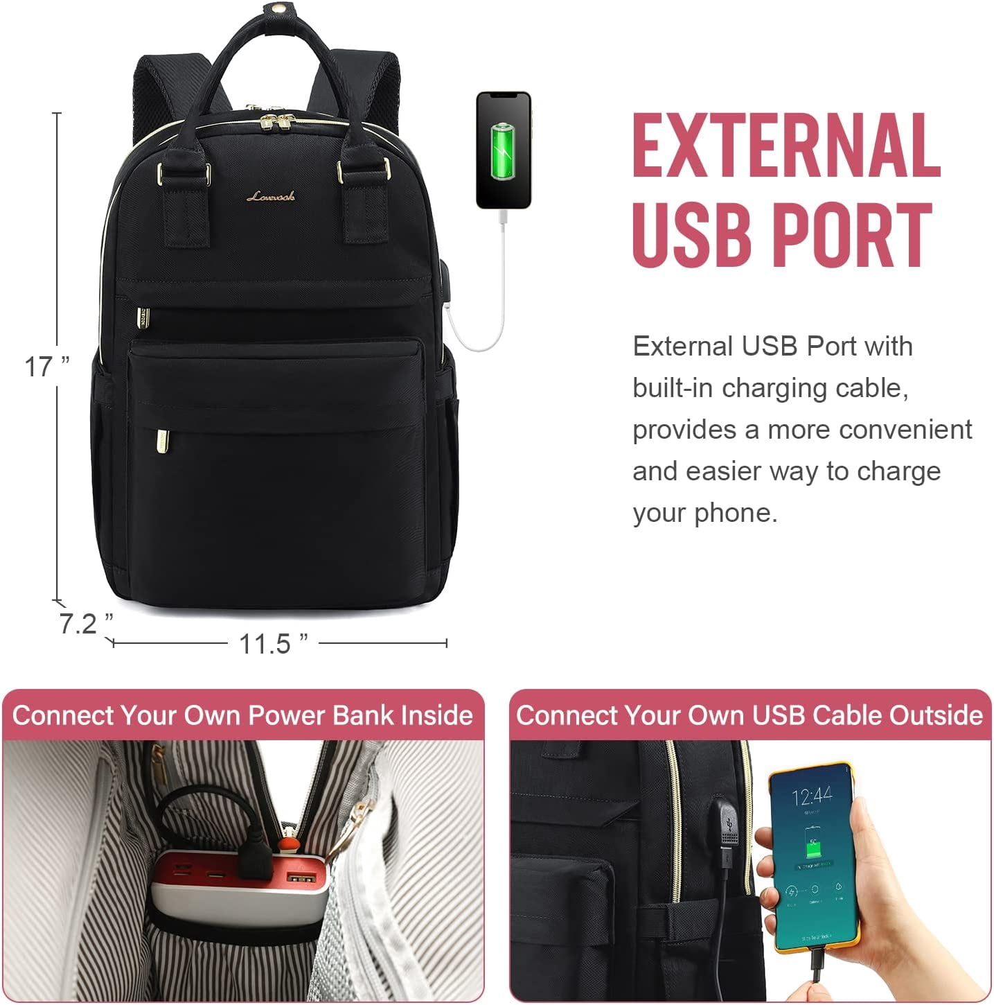 Lovevook Backpack Purses for Women,Vintage Women Teacher Laptop Backpack Nurse Bag, Multi-Function Work Travel Daypacks College Book Bag with USB Port