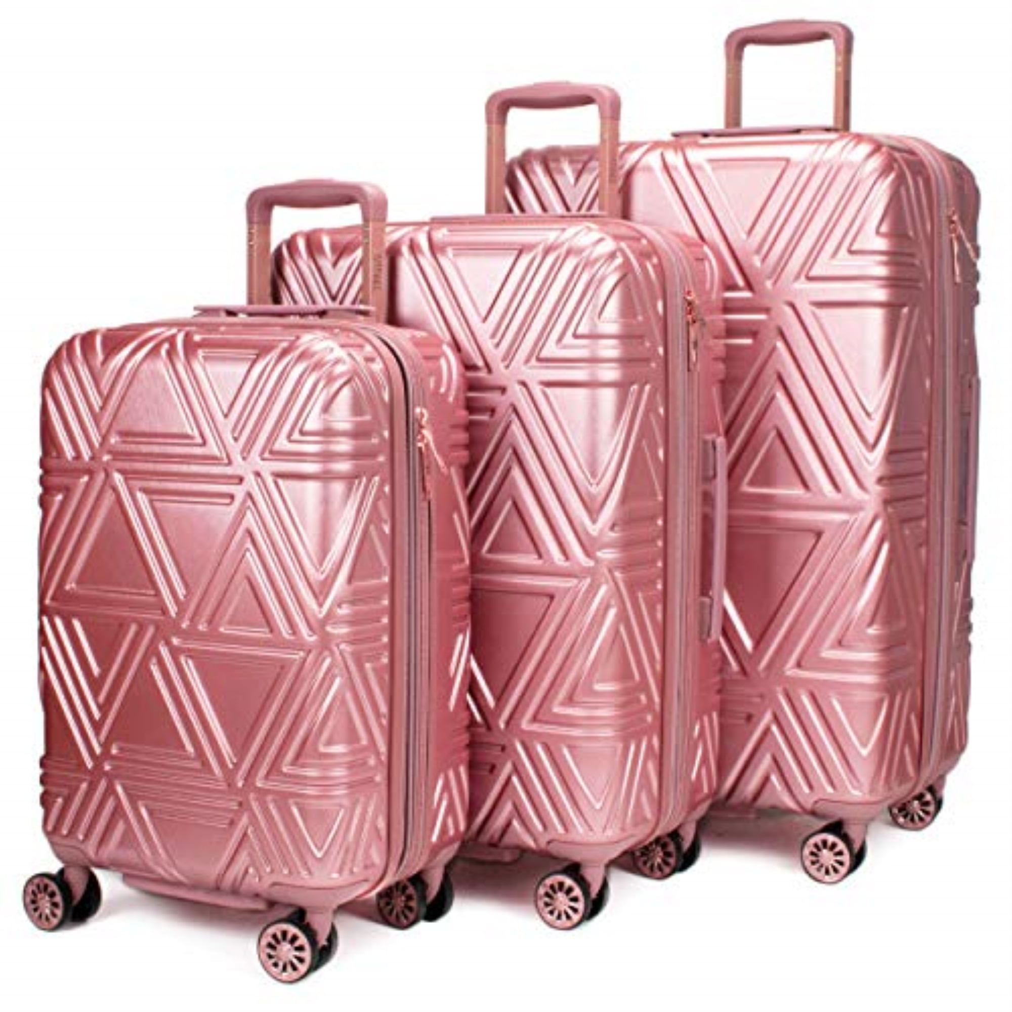 BADGLEY MISCHKA Contour 3 Piece Expandable Spinner Luggage Set (Rose ...