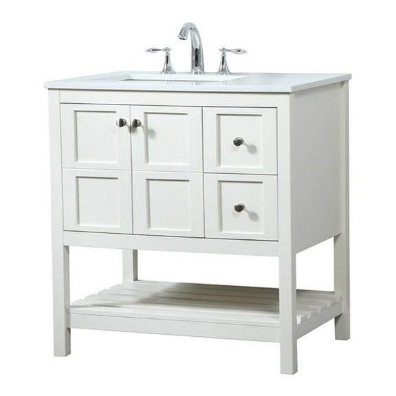 Elegant Decor Theo 32" Zinc Alloy MDF Single Bathroom Vanity in White
