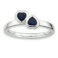 thumbnail image 1 of Sterling Silver Stackable Expressions Cr. Sapphire Double Heart Ring Size 6, 1 of 3