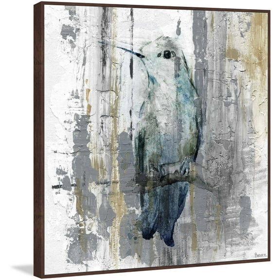 "Perching Grey" Floater Framed Painting Print on Canvas
