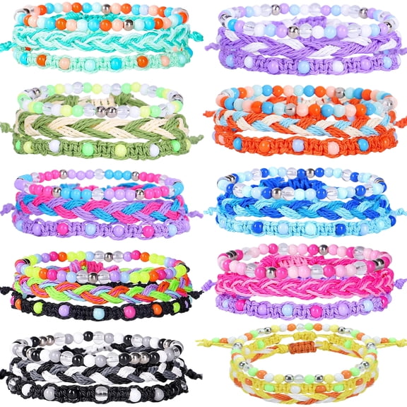 30pcs Braided Beaded Friendship Bracelets for Teens Girls Handmade Stackable Woven Cute Girls Bracelets Teenager Pinata Goody Bag Stocking Stuffers Tween Birthday Christmas Party Favors
