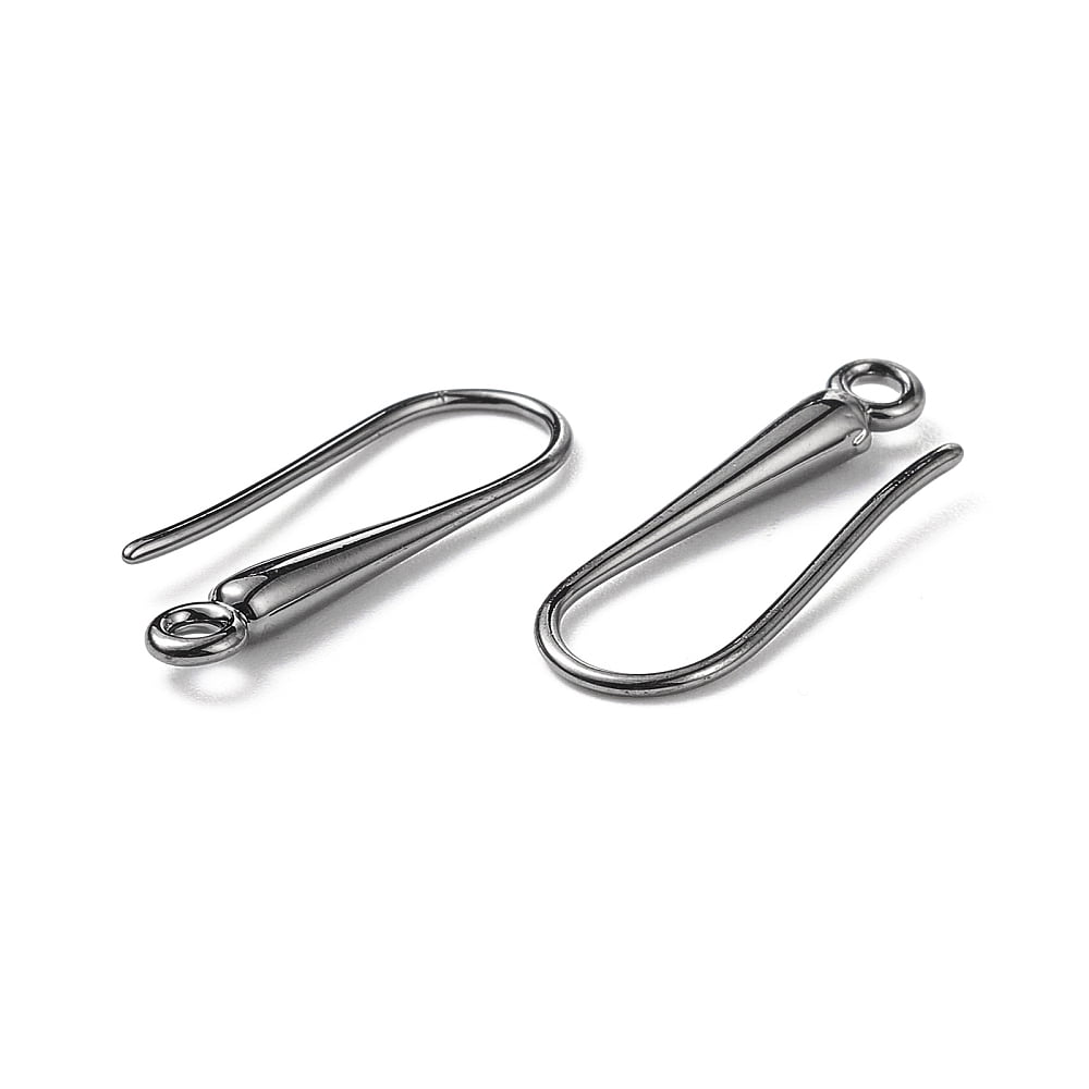 Eco-Friendly Brass Earring Hooks Findings Cadmium Free & Lead Free Gunmetal 21x9x2.3~2.8mm Hole: 1.5mm 20 Gauge Pin: 0.8mm Brass