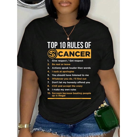 Cancer Traits Facts Horoscope Zodiac Astrological Sign Gift T-Shirt Graphic Tee summer Tops For Women Round Neck Fashion Cotton shirts