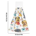 thumbnail image 2 of Haosy 2 Pack Kitchen Wash Cloths with Hanging Loops Absorbent Absorbent Quick Drying Hand Towels, Cartoon Dog and Paw, 2 of 7
