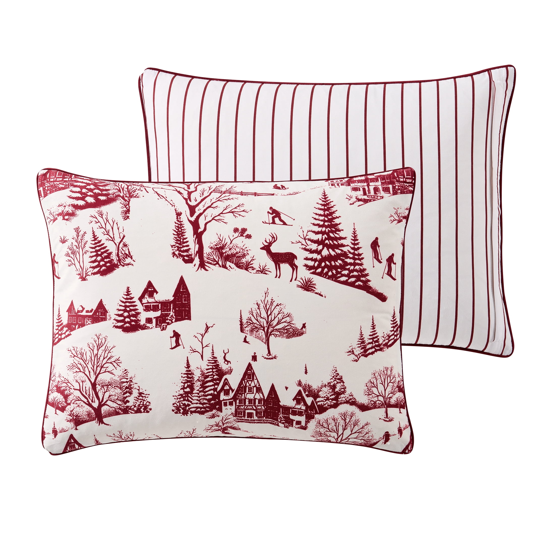 My Texas House Aurora 2-Piece Red Toile Velvet Adult Comforter Set, Twin/Twin XL