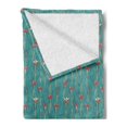 thumbnail image 2 of Floral Soft Flannel Fleece Throw Blanket, Repetitive Crocuses Leaves Simplistic Pattern, Cozy Plush for Indoor and Outdoor Use, 50" x 60", Dark Seafoam Multicolor, by Ambesonne, 2 of 5