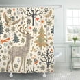 thumbnail image 1 of ABPHQTO Animales del bosque Woodland Navidad Búho Ciervo Ardilla Pájaros Árboles Cortinas de ducha de baño impermeables Set 165x180 cm ABPHQTO PKNMT66x72Shower-9347, 1 of 2