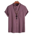 thumbnail image 3 of Sopiago Linen Shirts for Men Short Sleeve Summer Men's Casual Cotton Linen Solid Color Button Down Shirts Loose Shirts ,XL, 3 of 4