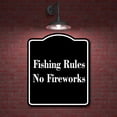 thumbnail image 2 of Fishing Rules No Fireworks BLACK Aluminum Composite Sign 15''x18'', 2 of 9