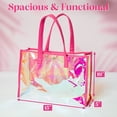thumbnail image 6 of Paris Hilton Hot Pink Iridescent Tote Bag with Magnetic Snap & Interior Pocket, 15 x 10 x 5 inches, 6 of 9
