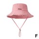 thumbnail image 2 of Sombrero de pescador de ala ancha lavado de verano para vacaciones con borde de piel y cuerda colgante para protección solar para mujer, 2 of 2