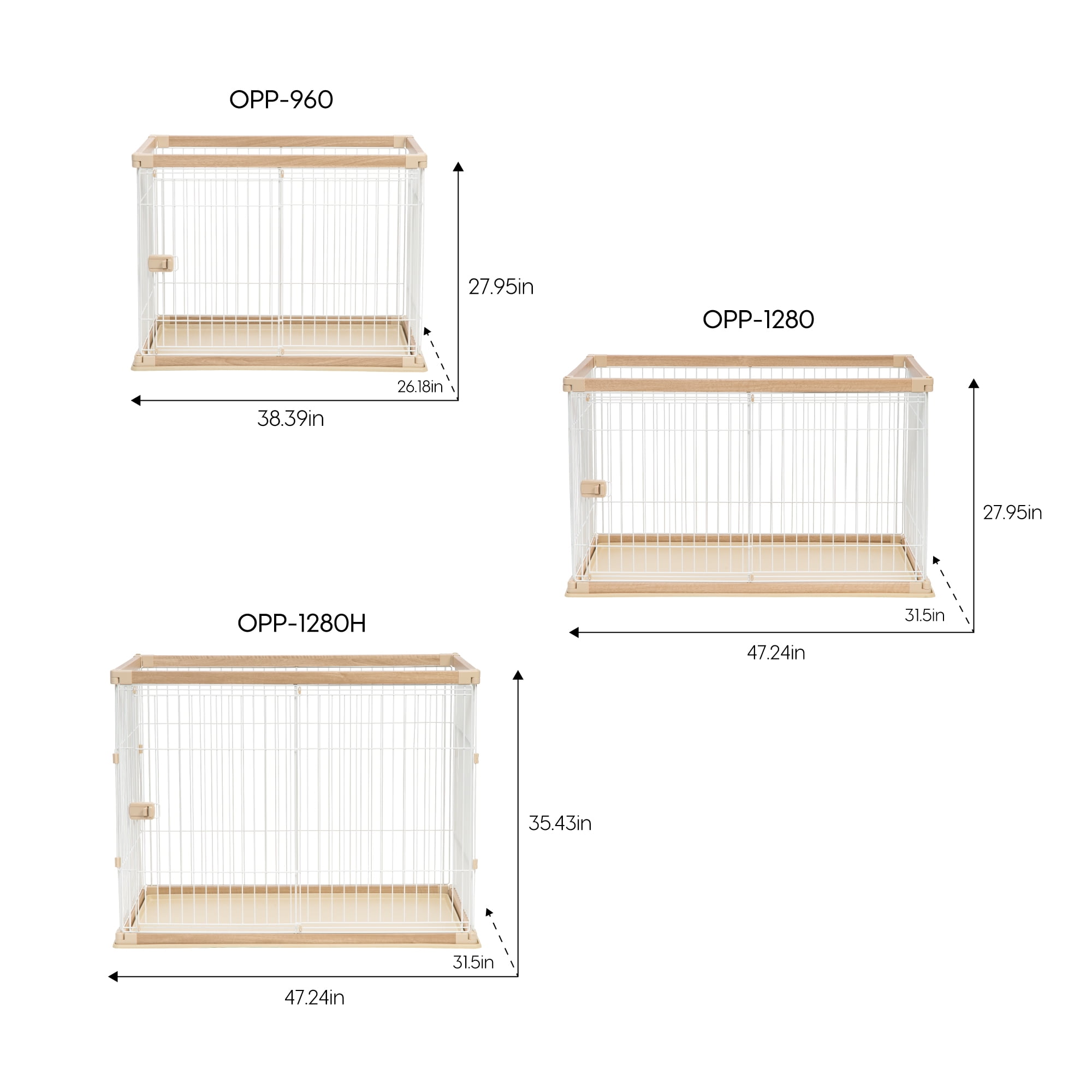 IRIS Large Open Pet Playpen, Crate, Light Brown/White