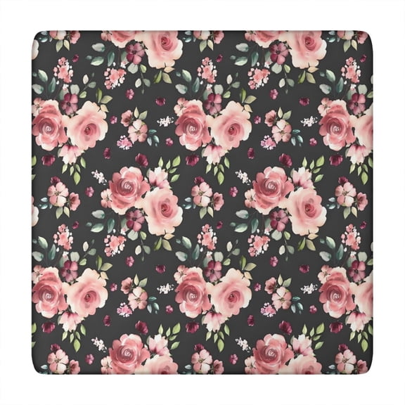 Pioneer Flower Floral Print Pattern Square Fitted Tablecloth with Elastic Edge,Square Table Cover,Washable Elastic Table Cover for Home Kitchen Party Decor 34"x34"