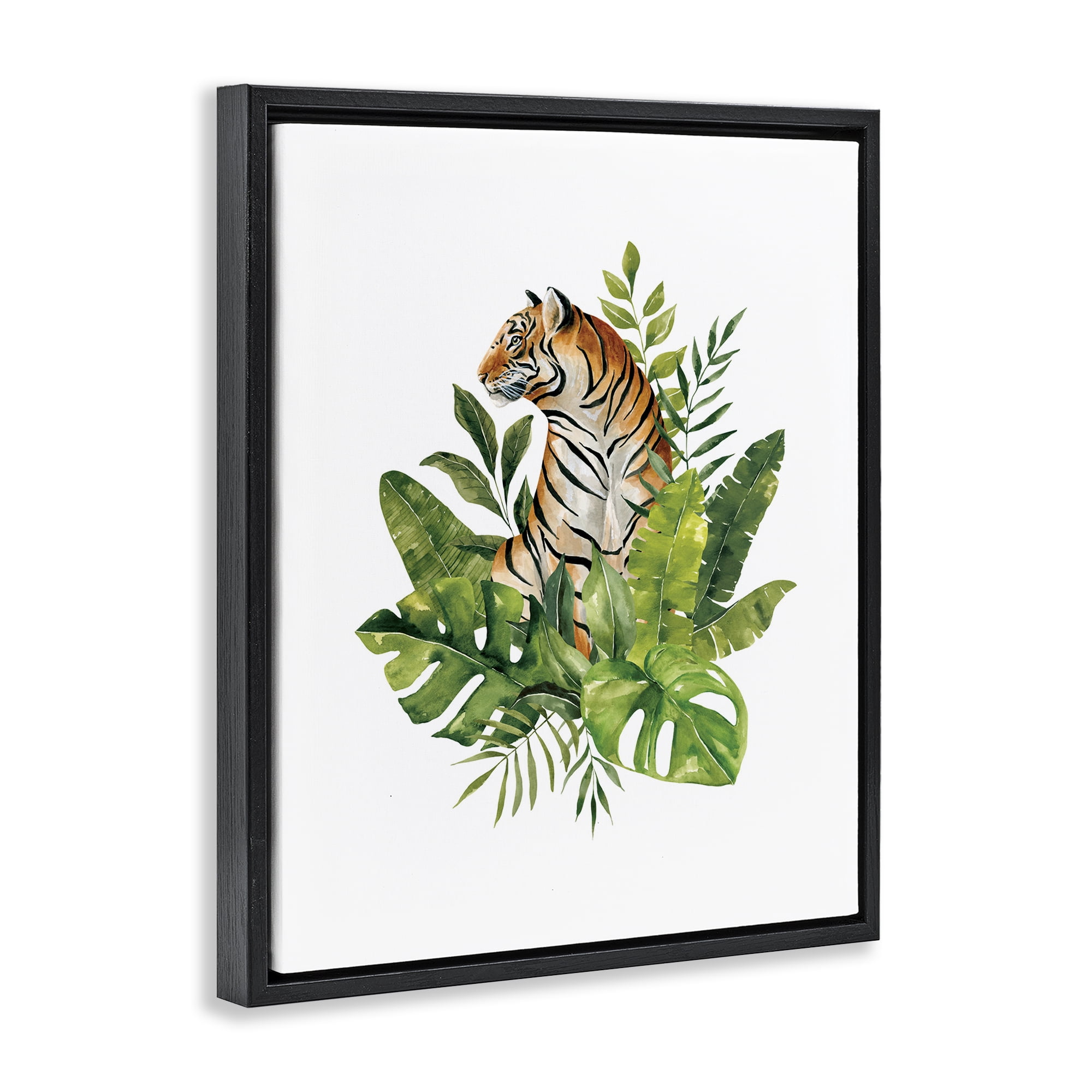 Stupell Industries Exotic Jungle Tiger Black Framed Floater Canvas Wall Art, design by Bethany Sandoval