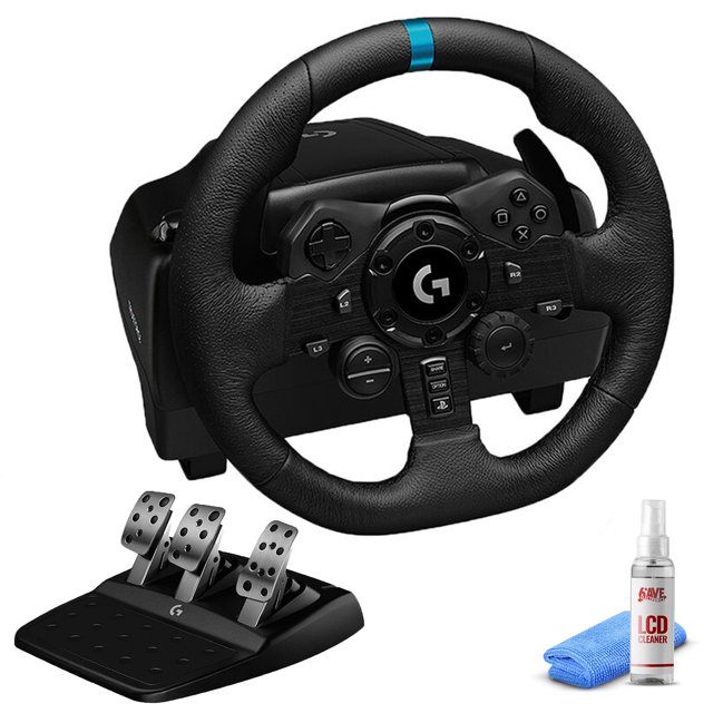 Logitech G923 Volant de Course et Pédales pour PS 5, PS4 et PC avec Retour de Force TRUEFORCE jusqu'à 1000 Hz, Pédale Réactive, Contrôle de Lancement à Double Embrayage avec Kit de Nettoyage 6Ave