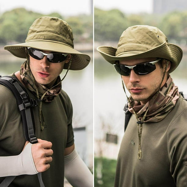 Sombrero de pescador con protección UV para hombre, sombrero para el sol, sombrero de pescador, sombrero de paja para exteriores para pesca y caza