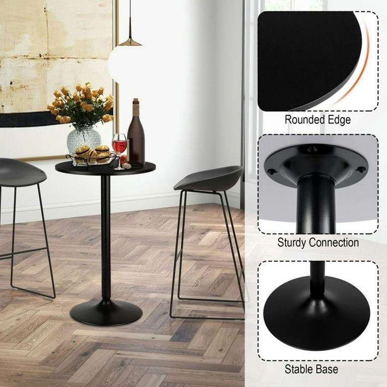 Spaco 24 Inch Modern Style Round Cocktail Table with Metal Base
