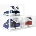 thumbnail image 1 of OLLIE Drop Front Hard Plastic Shoe Storage - Fits Up to Size 11 Mens - Shoe Organizer for Closet, Plastic Drawer Storage, Organization and Storage, Shoe Box, Stackable Storage Bins (Pack Of 3, Black), 1 of 6