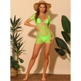 thumbnail image 5 of DARING DIVA Women's No Padded Halter Bikini Sets 3 Pieces S Fluorescent Green, 5 of 6