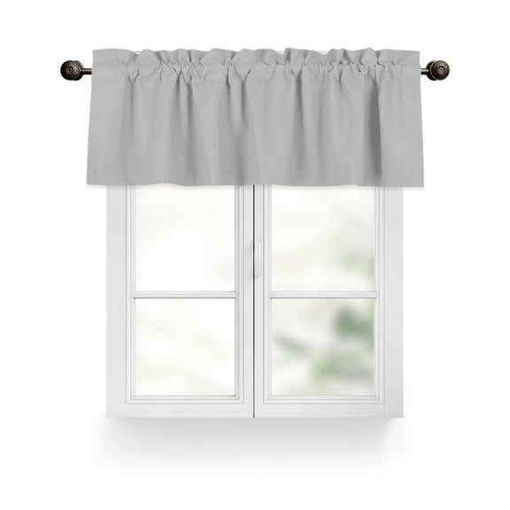 Grey Valances for Windows Solid Color Valance Rod Pocket Light Filtering Short Window Treatments Curtains for Kitchen Bathroom Living Room Bedroom, 1 Panel, 42 x 12 Inch