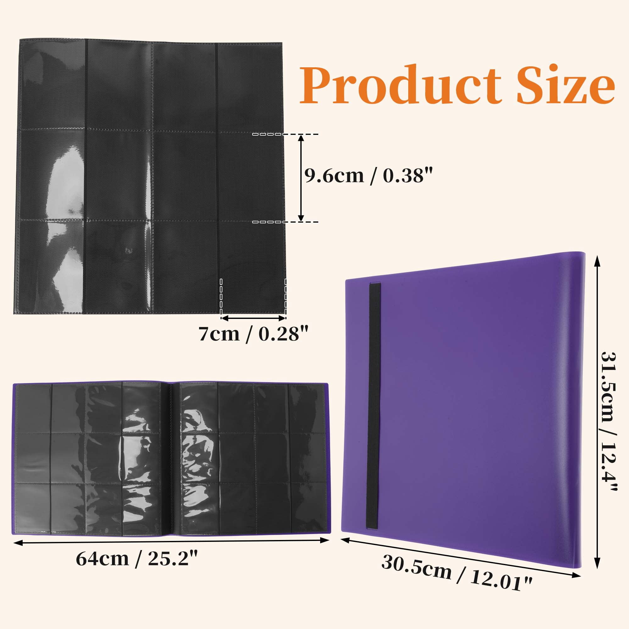 Unique Bargains Card Binder with 12 Pockets and 20 Pages for 480 Card Capacity ["Purple"]