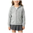 thumbnail image 2 of RFQWOVSR Girls Solid Color Zip Up Hoodie Soft Comfortable Casual Jacket 3-4 Years, 2 of 6