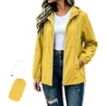 thumbnail image 2 of Hurxie Women's Waterproof Raincoat Lightweight Rain Jacket Hooded Adjustable Windbreaker Rain Coats with Pocket for Outdoor Yellow,S, 2 of 8