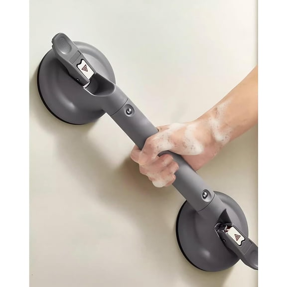 Heavy Duty Grab Bars for Bathtubs and Showers, 300-pound Weight Capacity, 17in Suction Shower Grab Bars for Seniors, No Drilling Waterproof(Gray)