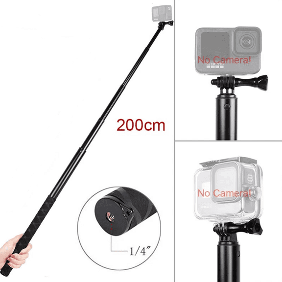 45-200cm Extendable Selfie Stick for GoPro Hero 13 12 11 10 9 8 7 6 5 Long Pole