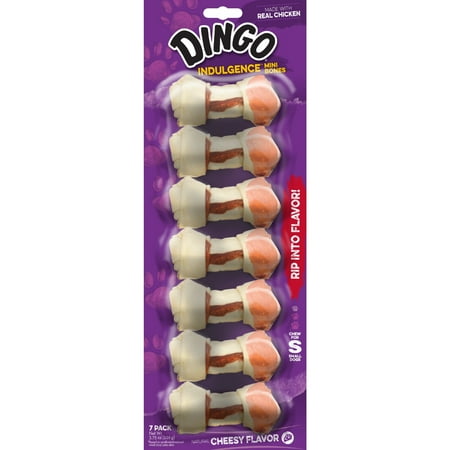 UPC: 0615650100095 | Dingo Indulgence Mini Bones  Peanut Butter Flavor Chews  7-Count