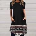 thumbnail image 1 of SMihono Robe d'Été Boho pour Femmes Grande Taille Mode Femmes Décontractée Col Rond Imprimé Manches Courtes Robe avec Poche, 1 of 5