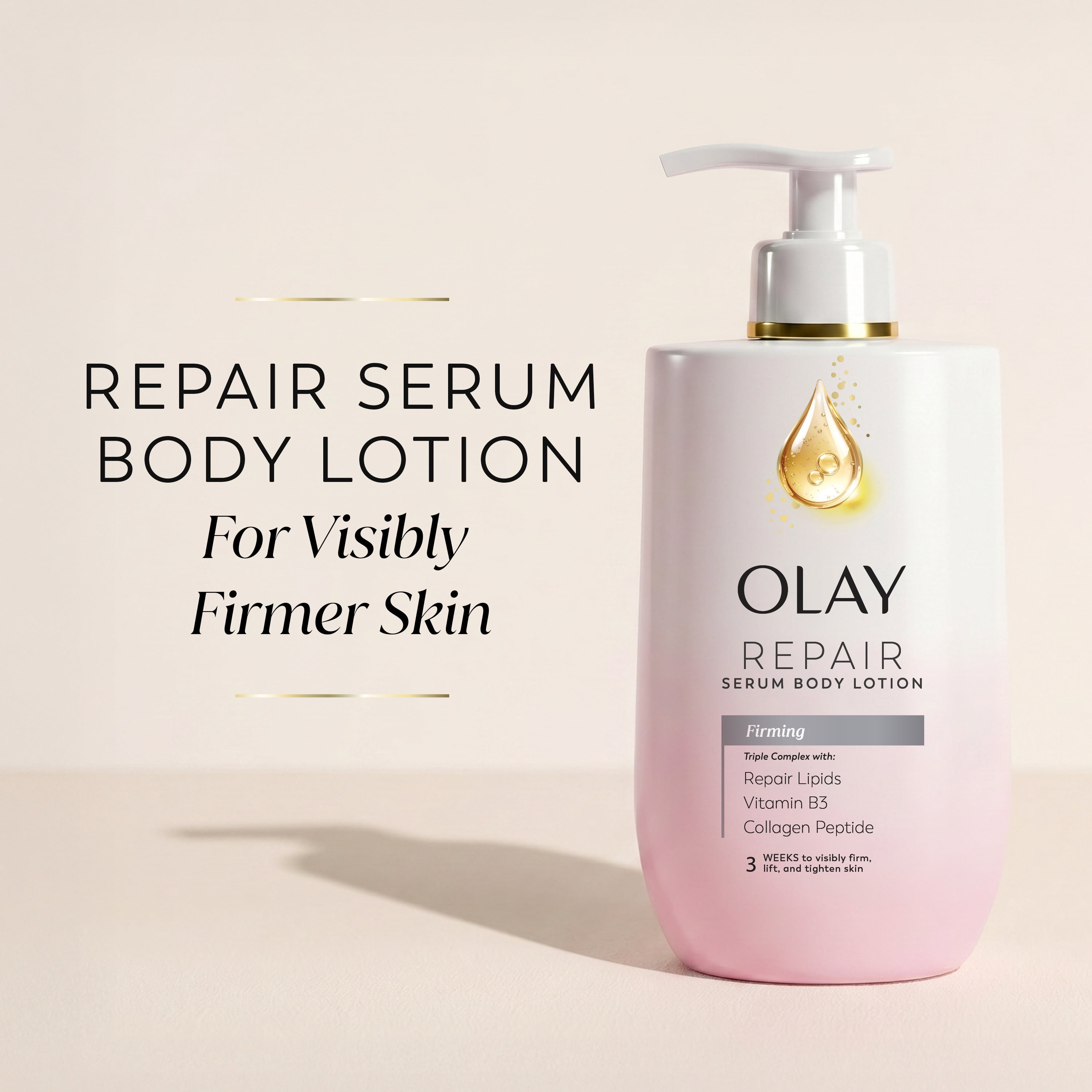 Olay Firming Body Lotion with Collagen Peptide, 96 HR Moisture, Visible Firming Care, 17 fl oz