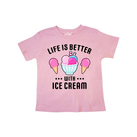 

Inktastic Life is Better with Ice Cream with Bowl and Two Cones Gift Toddler Boy or Toddler Girl T-Shirt