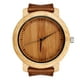 thumbnail image 2 of Reloj de pulsera de madera analógico con movimiento de cuarzo de bambú con correa de cuero genuino informal hecho a mano para hombre, 2 of 7