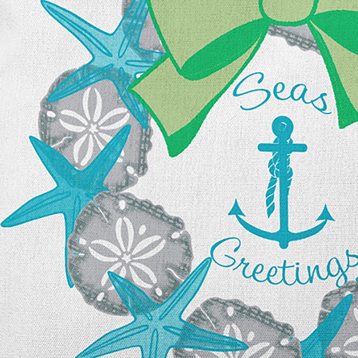16" x 16" Simply Daisy Seas and Greetings Wreath Polyester Accent Pillow, Turquoise Qty 1