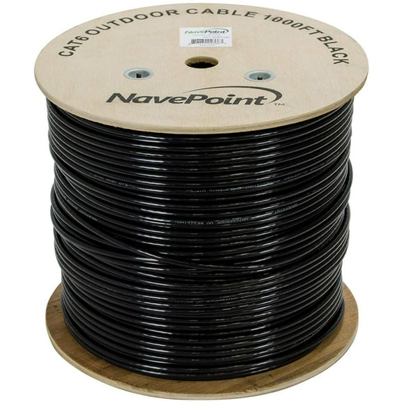 NavePoint CAT6 UTP Outdoor Direct Burial HDPE Ethernet Cable 1000 Ft Black