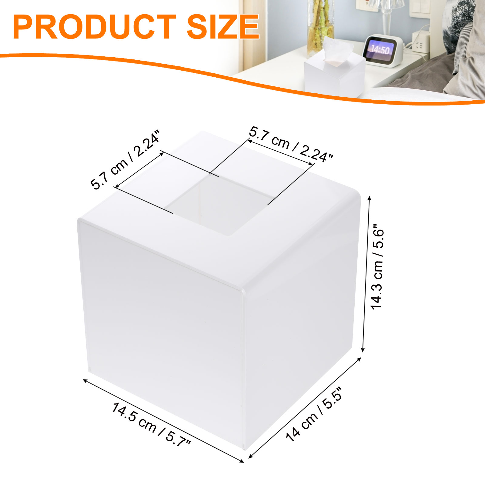 Unique Bargains Tissue Box Cover with Base Square Holder for Home Office White