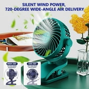 JeashCHAT Clip-on Fan , Small Desk Fan, Personal Cooling Fan with Sturdy Clamp, 3 Speeds 720 Degree Rotation USB Plug in Quiet Little Fan for Bedroom Office Dorm (Green)