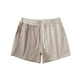 thumbnail image 3 of HOOMEUMY 2025 Men's Two Tone Shorts Drawstring Elastic Waist Summer Beach Shorts with Pockets Sports Running Shorts for Men Khaki 14, 3 of 3