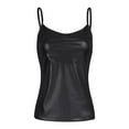 thumbnail image 5 of Alvivi Women's Shiny Metallic Liquid Camisole Tank Top Wet Look Crop Tops Shirt Clubwear Black S, 5 of 7