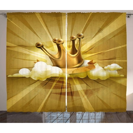 King Curtains 2 Panels Set Medieval Fairytale Inspired Crown With