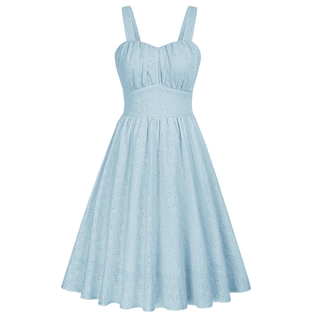 Vestido Belle Poque para invitadas a la boda, azul claro, Aline Swing