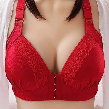 

CAICJ98 Lingerie for Women Naughty Women s Front Closure Posture Bra Full Coverage Back Support Wireless Comfy Red 40