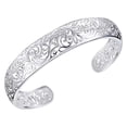 thumbnail image 5 of FENGGHAO Women’s 925 Sterling Silver Hollow Cuff Bangle, Lightweight Bezel Design Open Bracelet Fashion Jewelry for Daily Wear, 5 of 5