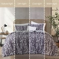 thumbnail image 4 of Nanshing 3 Piece Grayish Purple Comforter Set, Queen Size Solid Microfiber Print Bedding Set,All Season Leaves Bedding, 4 of 8