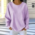 thumbnail image 5 of Zivyakyron Pullover Womens Sweatshirts Fall Striped Crew Neck Tunic Casual Comfortable Long Sleeve Loose Women Top Purple M, 5 of 10